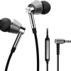 Triple Driver In-Ear Earphones Hi-Res Headphones with High Resolution, Bass Driven Sound, MEMS Mic, In-Line Remote, High Fidelity for Smartphones/Pc/Tablet - Silver