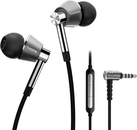 Triple Driver In-Ear Earphones Hi-Res Headphones with High Resolution, Bass Driven Sound, MEMS Mic, In-Line Remote, High Fidelity for Smartphones/Pc/Tablet - Silver