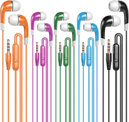 Earbuds Bulk for Kids Students School Classroom 30 Pack, Wholesale Disposable Earphones Headphones for Computers Chromebook Ipad PC Android Phone, Fits All 3.5Mm Interface