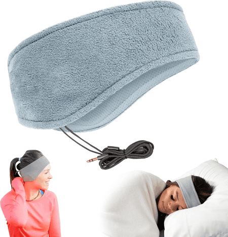 Sleep Headphones - over Ear Headphones from Ultra Thin Cool Mesh Wired for Side Sleepers, Meditation, Running, Laptop, and Phone - Black Lycra