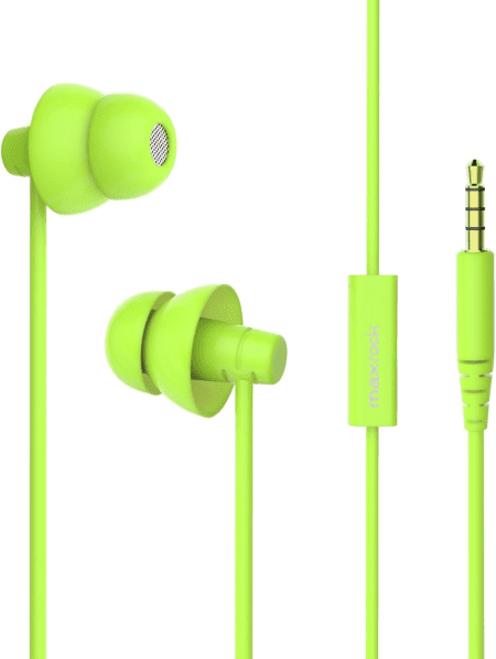 (TM Unique Total Soft Silicon Sleeping Headphones Earplugs Earbuds with Mic for Cellphones,Tablets and 3.5 Mm Jack Plug (Black)