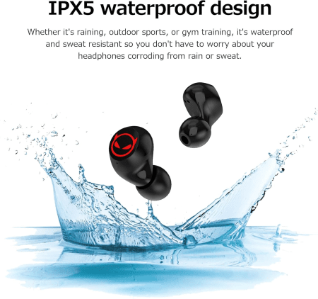 Bluetooth 5.1 Wireless Earbuds, IPX5 Waterproof Stereo Wireless Headphones with Mic and Touch Control, in Ear Noise Reduction Sports Earphones with Wireless Cartoon Charging Case.