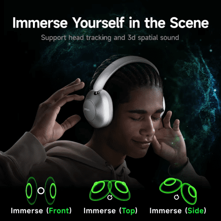 F6 Active Noise Cancelling Wireless Headphones Head Tracking 3D Audio 40Mm Hi-Res ANC Bluetooth Headset HIFI APP Control