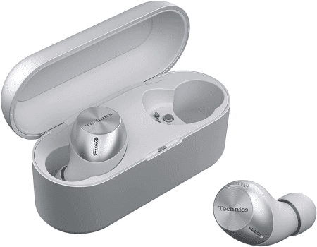 True Wireless Multipoint Bluetooth Earbuds with Microphone, Hifi, Clear Calls, Long Battery Life, Lightweight Comfort Fit, Alexa Built In, EAH-AZ40-S (Silver)