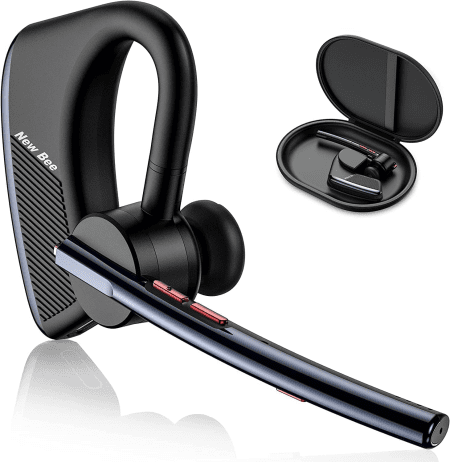 Bluetooth Earpiece V5.2 Wireless Bluetooth Headset 24Hrs Talktime CVC8.0 Dual Mic Noise Cancelling for Iphone/Android/Driver/Business/Office(Black)