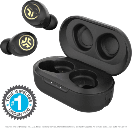 Jbuds Air Icon True Wireless Signature Bluetooth Earbuds + Charging Case, Black & Gold, IP55 Sweat Resistance, Bluetooth 5.0 Connection, Stereo Phone Calls, 3 EQ Sound Settings