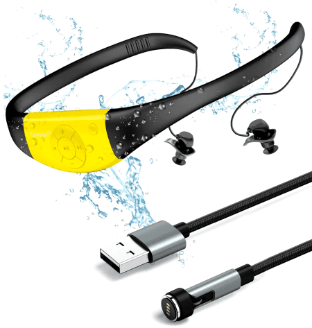 Waterproof Mp3 Player for Swimming, IPX8 8GB Swimming Headset, Silicone Coated Waterproof Music Player, 20H Playing Time