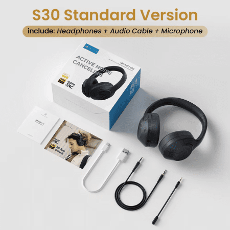 S30 Wireless Bluetooth 5.4 Headphones 43Db Adaptive Noise Cancelling Headsets 40Mm Driver 80H Playtime Earphones