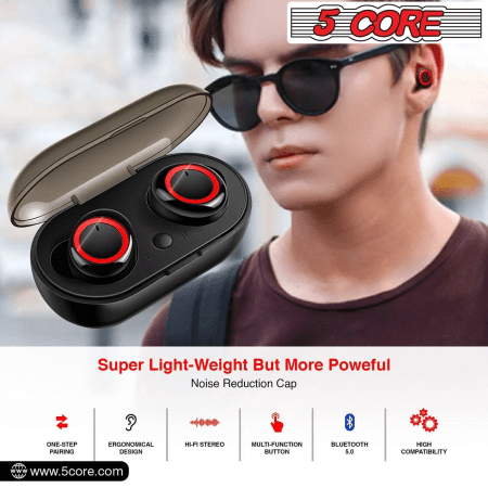 5 Core Wireless Ear Buds Mini Bluetooth Earbud Noise Cancelling Headphones Wire Less