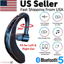 Wireless Bluetooth 5.0 Earpiece Headset Driving Trucker Earbuds Noise Cancelling