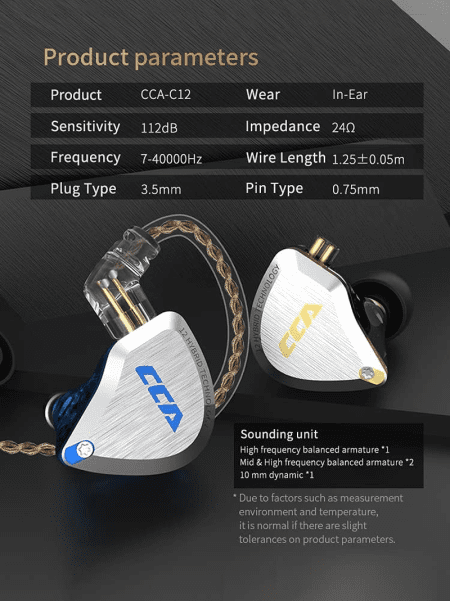 C12 in Ear Monitor Headphones 5BA 1DD Hybrid Hifi IEM Earphones Noise Isolating Stereo Wired Earbuds for Musicians Audiophile Singers DJ