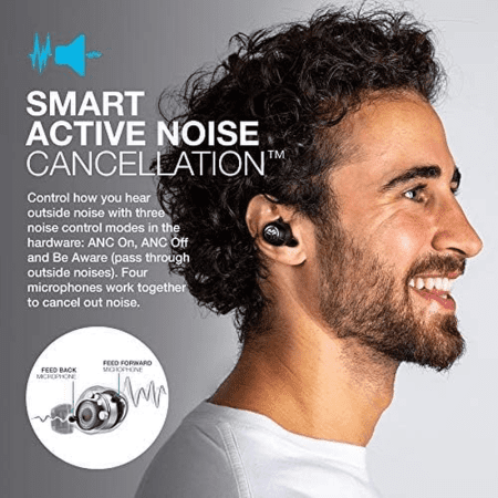 Jbuds Air ANC True Wireless Bluetooth Earbuds, Black, Active Noise Canceling, Low Latency Movie Mode, Dual Connect, IP55 Sweat Resistance, Custom 3 EQ Sound Settings…