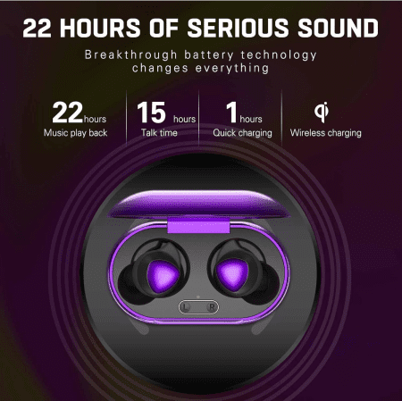 Street Buds plus for Google Pixel 6 - True Wireless Earbuds W/Hands Free Controls (Wireless Charging Case Included) - Purple