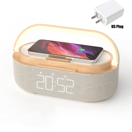 COSLUR S29 Bluetooth Speaker 1800Mah Battery Supports 15W Wireless Charging Digital Clock Display Night Light Alarm Clock