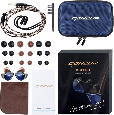 JF1 Wired in Ear Monitor Earphones for Drummer, Ear Monitor Earbuds with 1 Dynamic Drive (DD), Resin IEM Earphone for Audiophile(1Dd,Blue)