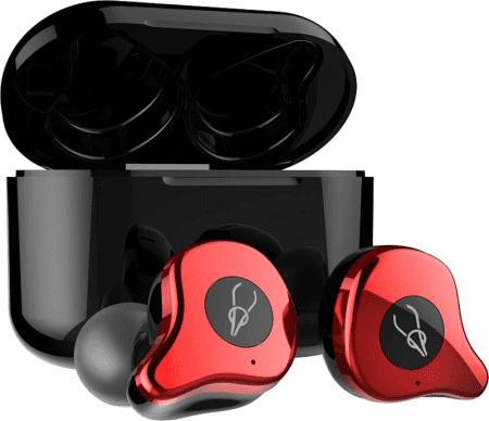 E12 3D Clear Sound True Wireless Earphone Sport Hifi Stereo Earbuds Blutooth 5.0 TWS Stereo Earphones a Week'S Endurance with Built-In Mic Charging Case (Martha Red)