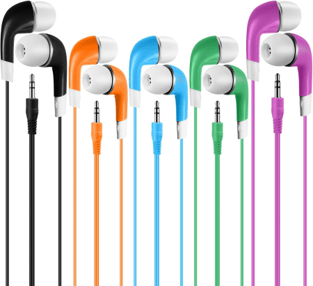 Earbuds Bulk for Kids Students School Classroom 30 Pack, Wholesale Disposable Earphones Headphones for Computers Chromebook Ipad PC Android Phone, Fits All 3.5Mm Interface