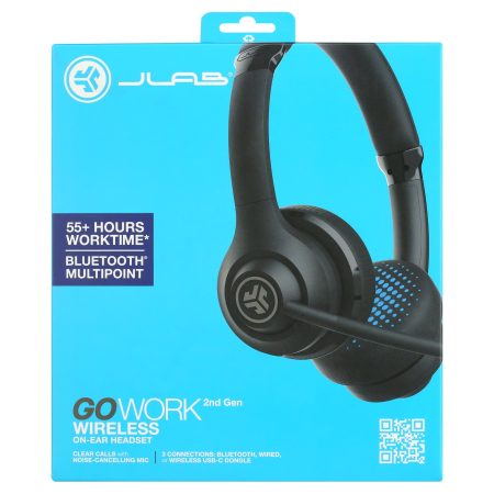 Go Work Wireless On-Ear Headset - Bluetooth or Wired Office Headset with Multipoint and 45+ Hours Playtime