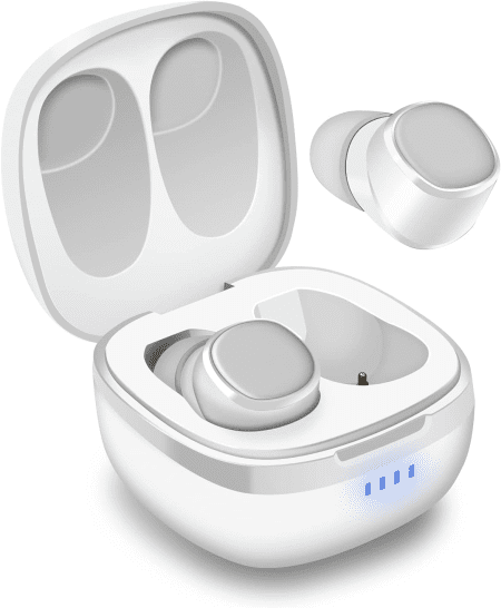 True Wireless Earbuds EP800 - Bluetooth 5.0 Headphones with Wireless Charging Case IPX6 Waterproof / 25H Playback/Built-In Microphone/Dsp Noise Reduction/Stereo Sound Earphones White