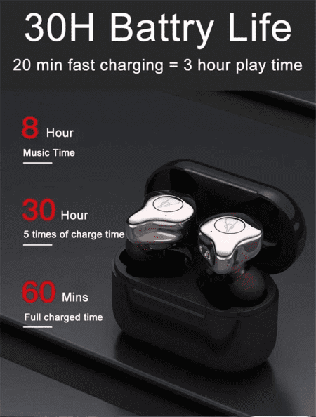 E12 3D Clear Sound True Wireless Earphone Sport Hifi Stereo Earbuds Blutooth 5.0 TWS Stereo Earphones a Week'S Endurance with Built-In Mic Charging Case (Martha Red)