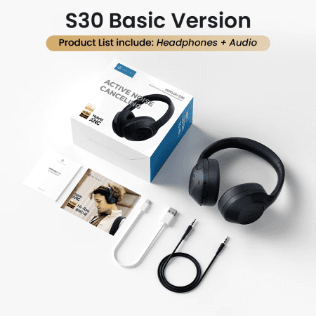 S30 Wireless Bluetooth 5.4 Headphones 43Db Adaptive Noise Cancelling Headsets 40Mm Driver 80H Playtime Earphones