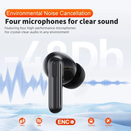 E50 Wireless Headphones, TWS Bluetooth 5.3,HD Microphone,Hifi Earphones,13Mm Driver,60Ms Low Latency,4 Mics, ENC Call, New