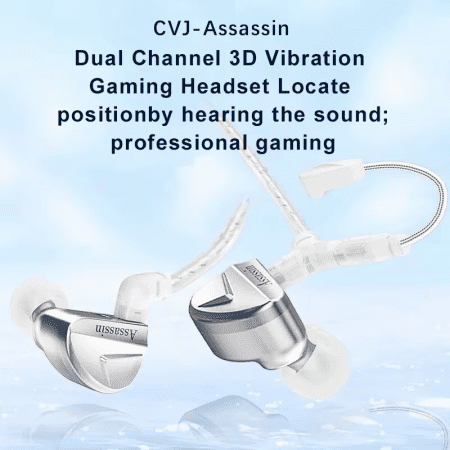 Assassin Silver in Ear Earphones 1Ba+1Dd+1Vibrate Game Mode HIFI Microphone Hybrid Tuning Switch Wired Earbuds IEM Headphone