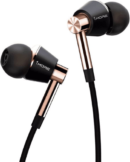 Triple Driver In-Ear Earphones Hi-Res Headphones with High Resolution, Bass Driven Sound, MEMS Mic, In-Line Remote, High Fidelity for Smartphones/Pc/Tablet - Silver