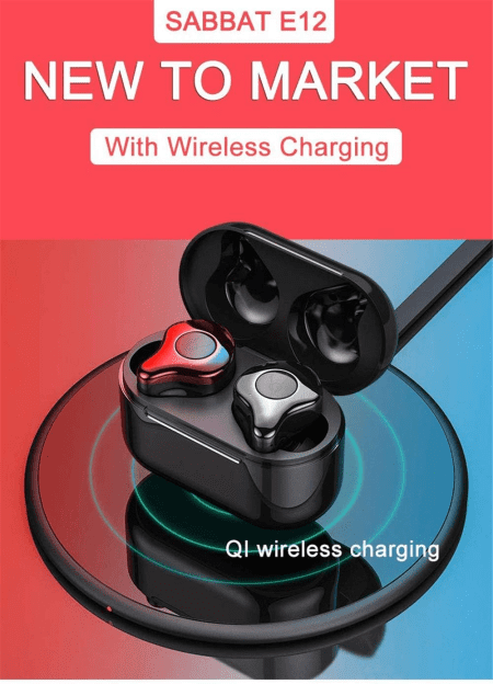 E12 3D Clear Sound True Wireless Earphone Sport Hifi Stereo Earbuds Blutooth 5.0 TWS Stereo Earphones a Week'S Endurance with Built-In Mic Charging Case (Martha Red)