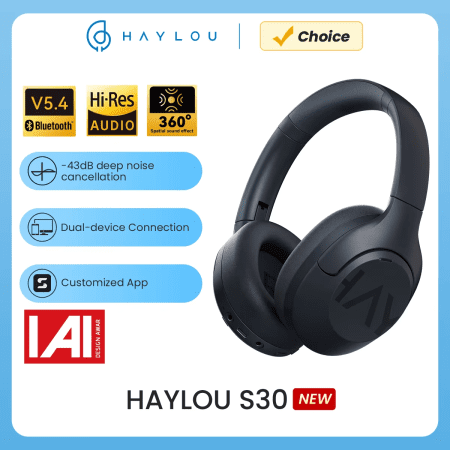 S30 Wireless Bluetooth 5.4 Headphones 43Db Adaptive Noise Cancelling Headsets 40Mm Driver 80H Playtime Earphones