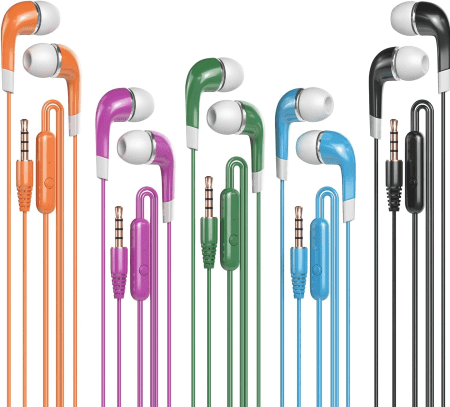 Earbuds Bulk for Kids Students School Classroom 30 Pack, Wholesale Disposable Earphones Headphones for Computers Chromebook Ipad PC Android Phone, Fits All 3.5Mm Interface