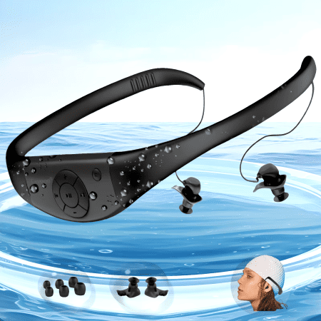 Waterproof Mp3 Player for Swimming, IPX8 8GB Swimming Headset, Silicone Coated Waterproof Music Player, 20H Playing Time