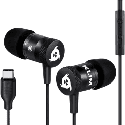 Fusion C - USB-C Earbuds with Microphone + Long-Lasting Wired Ear Buds + 5 Years Warranty - Innovative: In-Ear with Memory Foam + Earphones with Mic and 3.5 Mm Jack - New Version 2024 - Black