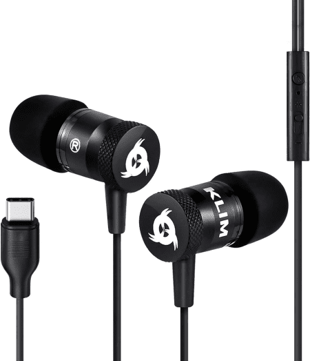 Fusion C - USB-C Earbuds with Microphone + Long-Lasting Wired Ear Buds + 5 Years Warranty - Innovative: In-Ear with Memory Foam + Earphones with Mic and 3.5 Mm Jack - New Version 2024 - Black