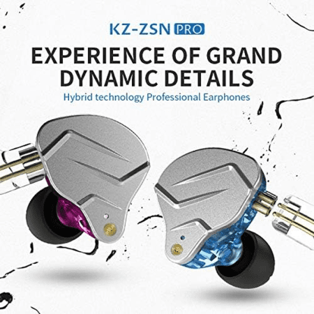 KZ ZSN Pro Dual Driver 1BA+1DD Hybrid Metal Earphones Hifi In-Ear Monitor with Detachable 2Pin Cable, Zin Alloy Panel (Without Mic, Black)