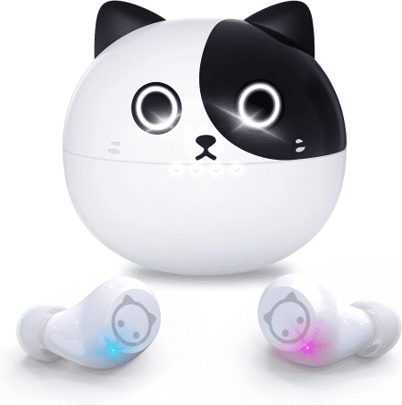 Bluetooth 5.1 Wireless Earbuds, IPX5 Waterproof Stereo Wireless Headphones with Mic and Touch Control, in Ear Noise Reduction Sports Earphones with Wireless Cartoon Charging Case.