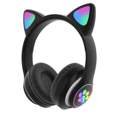 Flash Light Cute Cat Ear Headphones Wireless with Mic Can Close LED Kids Girls Stereo Phone Music Bluetooth Headset Gamer Gift