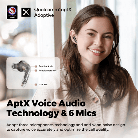 Air4 Pro ANC Wireless Earbuds, Bluetooth 5.3 Earbuds with 6 Mics CVC 8.0 ENC, Qualcomm® Aptx™ Adaptive Earphones