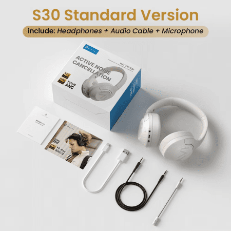 S30 Wireless Bluetooth 5.4 Headphones 43Db Adaptive Noise Cancelling Headsets 40Mm Driver 80H Playtime Earphones