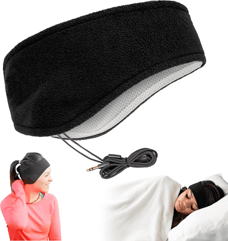 Sleep Headphones - over Ear Headphones from Ultra Thin Cool Mesh Wired for Side Sleepers, Meditation, Running, Laptop, and Phone - Black Lycra