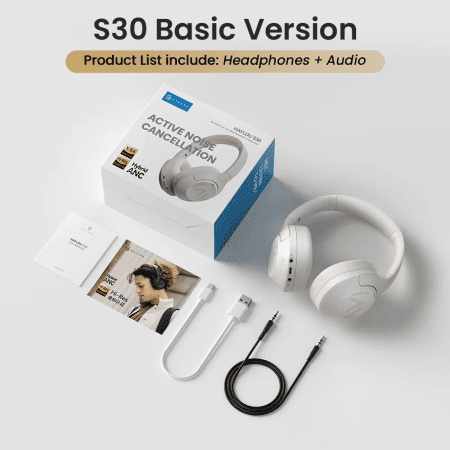 S30 Wireless Bluetooth 5.4 Headphones 43Db Adaptive Noise Cancelling Headsets 40Mm Driver 80H Playtime Earphones