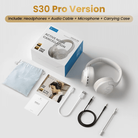 S30 Wireless Bluetooth 5.4 Headphones 43Db Adaptive Noise Cancelling Headsets 40Mm Driver 80H Playtime Earphones