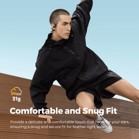 Runfree Air Conduction Wireless Earphones with Bluetooth 5.3 Open-Ear Sports Headphones with 4 Mics and 16.2Mm Driver