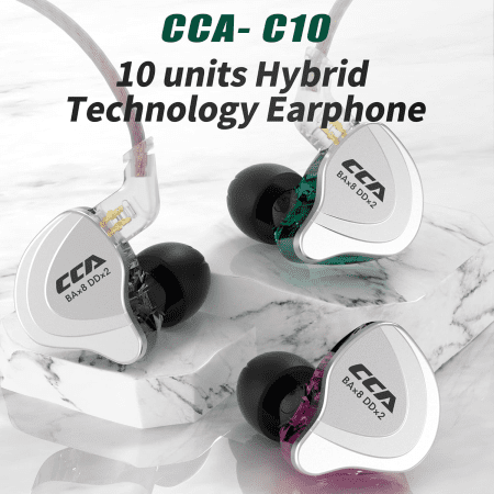 C10 in Ear Monitor Headphone 10 Hybrid Drivers Wired Earbud 4BA 1DD Hifi IEM Earphones Stereo Noise Isolating Earphone with Detachable Cable for Musicians Singers Studio Audiophiles Dj PC